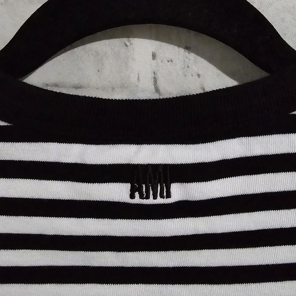 AMI Paris De Coeur Mariniere Long Sleeve Shirt Black/White Stripe size S - Picture 7 of 11